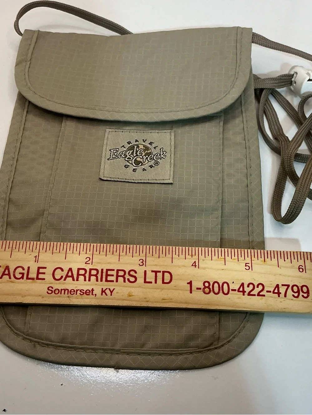 Eagle Creek Travel Gear RFID Neck Wallet Passport Holder Beige Ripstop